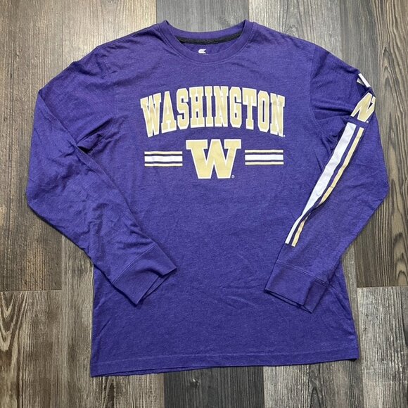 Washington Huskies T-shirt Mens Medium Long Sleeve Purple University Athletic - Picture 1 of 6